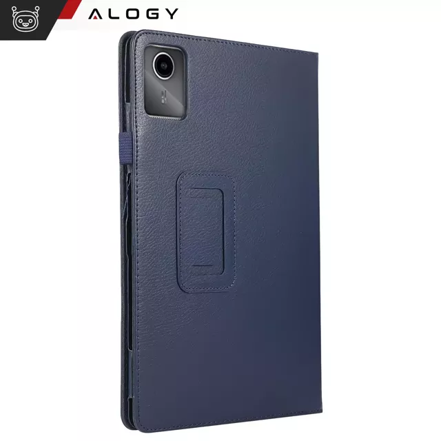 Etui + Szkło do Lenovo Tab K11E / M11 10.95" TB330FU/TB330XU/TB331FC stojak pokrowiec obudowa z klapką na tablet Case Alogy Granatowe + Rysik Gratis