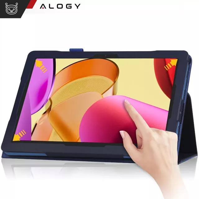 Etui + Szkło do Lenovo Tab K11E / M11 10.95" TB330FU/TB330XU/TB331FC stojak pokrowiec obudowa z klapką na tablet Case Alogy Granatowe + Rysik Gratis