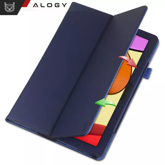 Etui + Szkło do Lenovo Tab K11E / M11 10.95" TB330FU/TB330XU/TB331FC stojak pokrowiec obudowa z klapką na tablet Case Alogy Granatowe + Rysik Gratis