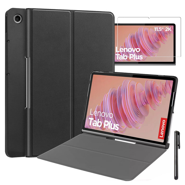 Etui + Szkło do Lenovo Tab Plus 11.5" 2024 TB351FU Alogy Book Cover Case obudowa na tablet Czarne + Rysik Gratis