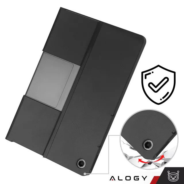 Etui + Szkło do Lenovo Tab Plus 11.5" 2024 TB351FU Alogy Book Cover Case obudowa na tablet Czarne + Rysik Gratis