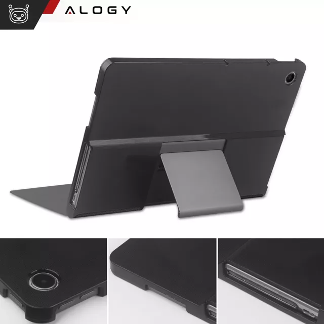 Etui + Szkło do Lenovo Tab Plus 11.5" 2024 TB351FU Alogy Book Cover Case obudowa na tablet Czarne + Rysik Gratis