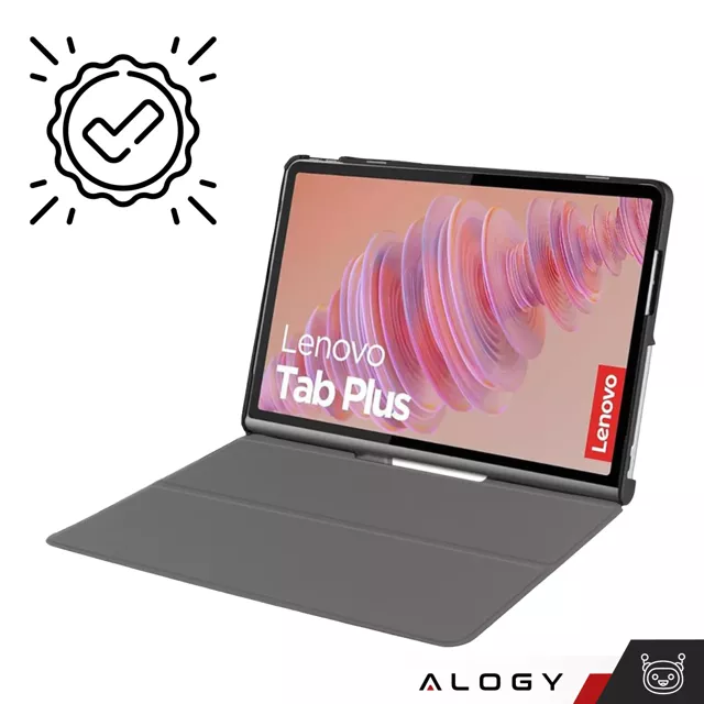 Etui + Szkło do Lenovo Tab Plus 11.5" 2024 TB351FU Alogy Book Cover Case obudowa na tablet Czarne + Rysik Gratis