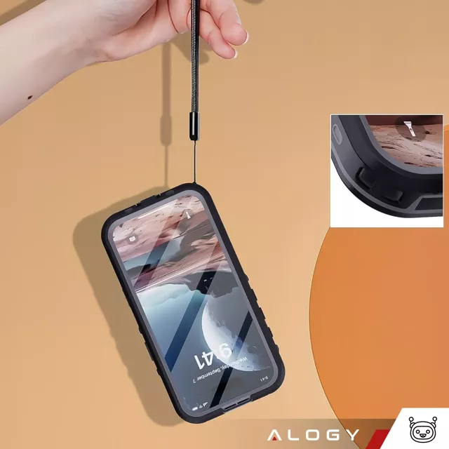 Etui Wodoodporne Alogy HydroArmor™ IP68 Case z przezroczystym tyłem Pancerna obudowa 360 do MagSafe do Apple iPhone 16 Pro Max