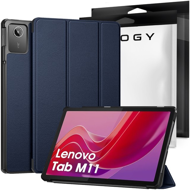 Etui do Lenovo Tab K11E / M11 10.95" TB330FU / TB330XU / TB331FC Book Case Cover z klapką obudowa futerał pokrowiec Alogy Granatowe + Szkło + Rysik