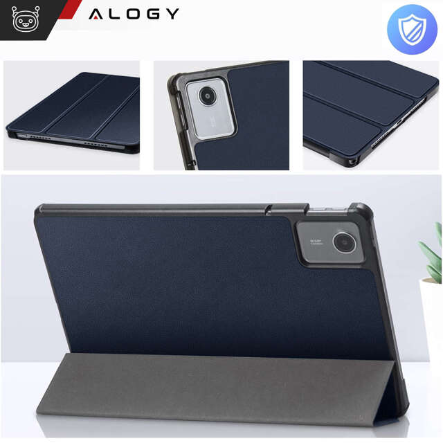 Etui do Lenovo Tab K11E / M11 10.95" TB330FU / TB330XU / TB331FC Book Case Cover z klapką obudowa futerał pokrowiec Alogy Granatowe + Szkło + Rysik