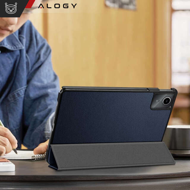 Etui do Lenovo Tab K11E / M11 10.95" TB330FU / TB330XU / TB331FC Book Case Cover z klapką obudowa futerał pokrowiec Alogy Granatowe + Szkło + Rysik