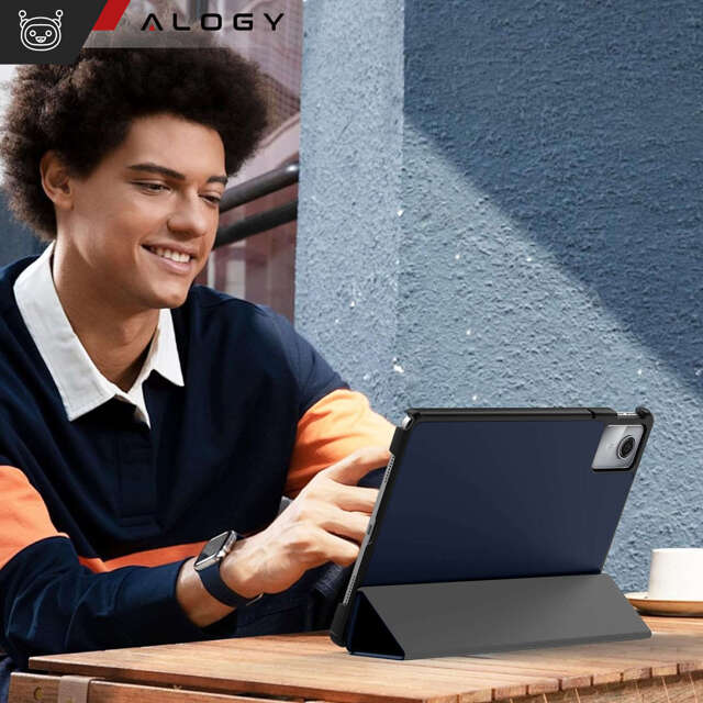 Etui do Lenovo Tab K11E / M11 10.95" TB330FU / TB330XU / TB331FC Book Case Cover z klapką obudowa futerał pokrowiec Alogy Granatowe + Szkło + Rysik