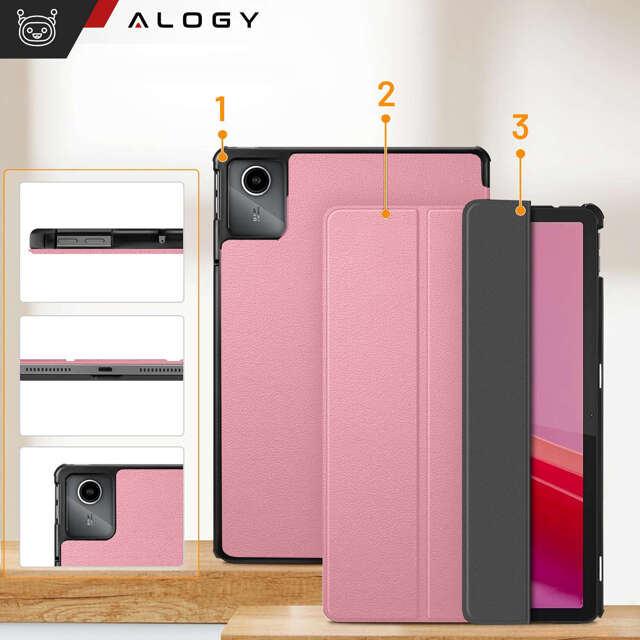 Etui do Lenovo Tab K11E / M11 10.95" TB330FU / TB330XU / TB331FC Book Case Cover z klapką obudowa futerał pokrowiec Alogy Różowe