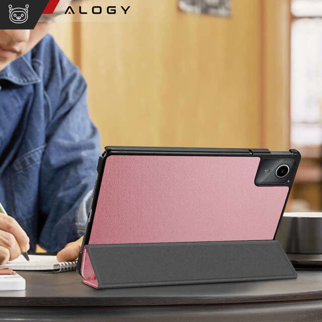 Etui do Lenovo Tab K11E / M11 10.95" TB330FU / TB330XU / TB331FC Book Case Cover z klapką obudowa futerał pokrowiec Alogy Różowe + Szkło + Rysik