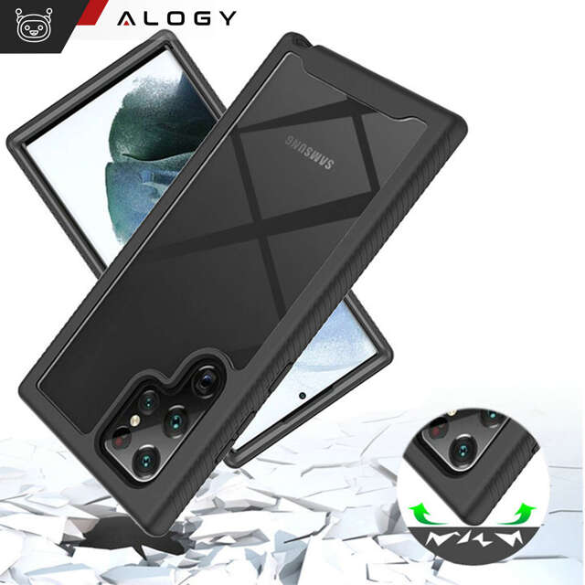 Etui do Samsung Galaxy S24 Ultra pancerne obudowa + folia na ekran hydrożelowa Case 360 Defense Pro czarne