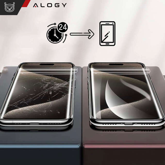 Etui do Samsung Galaxy S24 pancerne obudowa + folia na ekran hydrożelowa Case 360 Defense Pro Alogy czarne