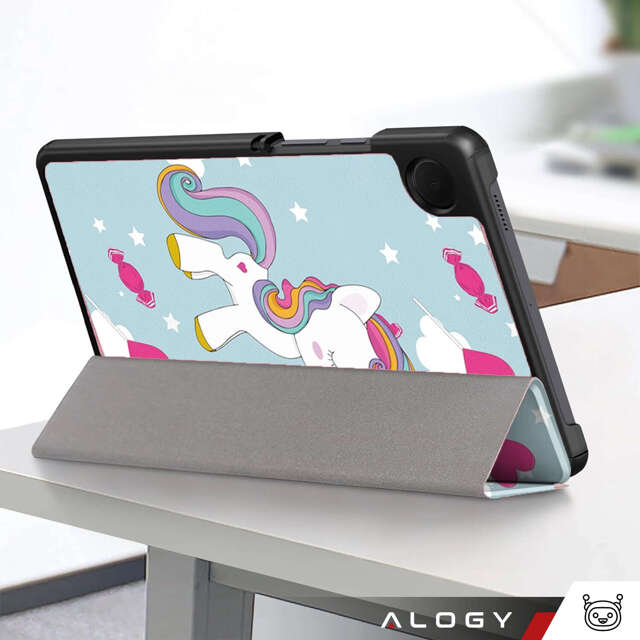 Etui do Samsung Galaxy Tab A9 2023 8.7" X110/X115 obudowa na tablet Case Alogy Book Cover Unicorn Jednorożec niebieskie