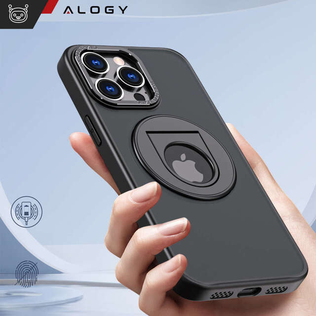 Etui do iPhone 15 Pro Alogy Matt Ring Case 360 obudowa pancerne matowe magnes do uchwytu czarne