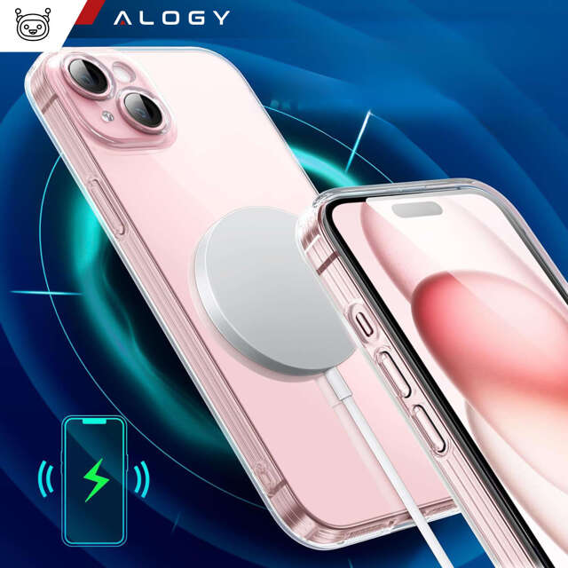 Etui do iPhone 15 obudowa Case silikonowe przezroczyste ochrona aparatu osłona obiektywów Alogy Slim