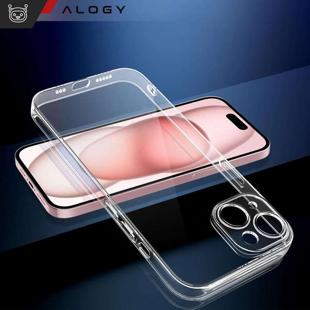 Etui do iPhone 15 obudowa Case silikonowe przezroczyste ochrona aparatu osłona obiektywów Alogy Slim