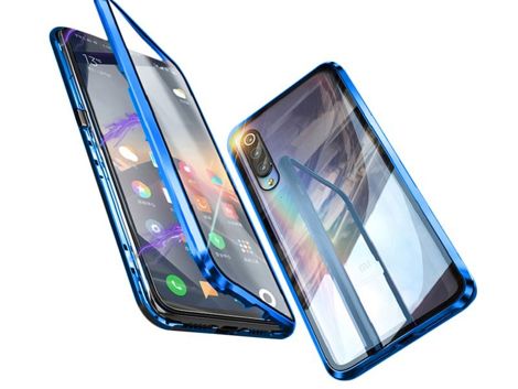 Etui na telefon magnetyczne Dr.Fit szklane do Xiaomi Mi 9 Niebieskie