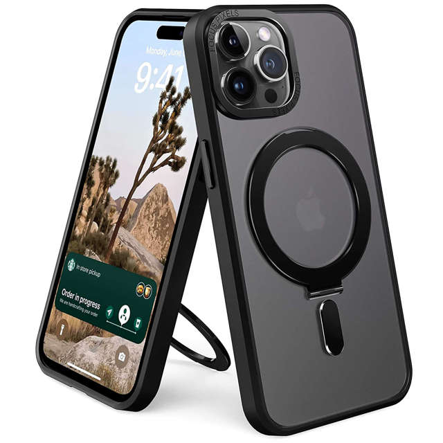 Etui ochronne Alogy MagSafe Stand Case obudowa na telefon z pierścieniem do MagSafe do Apple iPhone 14 Pro Max Czarne