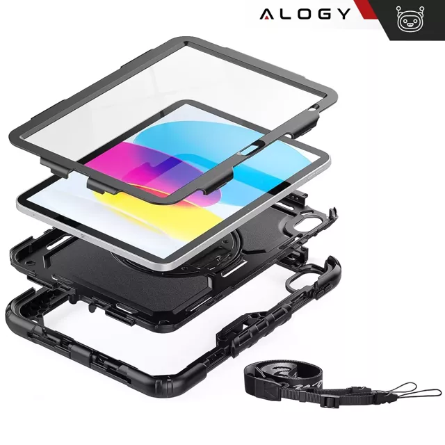 Etui ochronne Alogy Pirate Armor stojak pasek case obudowa do Apple iPad (10 Gen.) 2022 10.9" Czarne