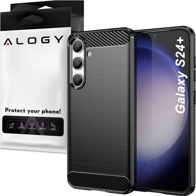 Etui ochronne do Samsung Galaxy S24+ Plus plecki na telefon Alogy Carbon Silicone obudowa czarne