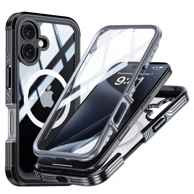 Etui ochronne na telefon do Apple iPhone 16 Plus Alogy Shield360 MagCase™️ do MagSafe obudowa z ochroną wyświetlacza i aparatu Czarne