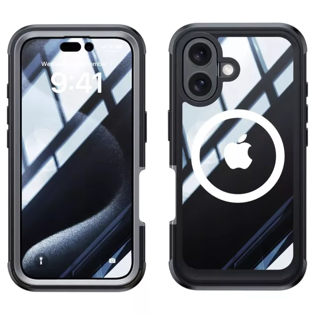 Etui ochronne na telefon do Apple iPhone 16 Plus Alogy Shield360 MagCase™️ do MagSafe obudowa z ochroną wyświetlacza i aparatu Czarne