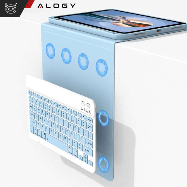 Etui ochronne z klawiaturą Alogy Keyboard case z miejscem na rysik klawiatura bezprzewodowa do Apple iPad (10 Gen.) 2022 10.9" niebieskie