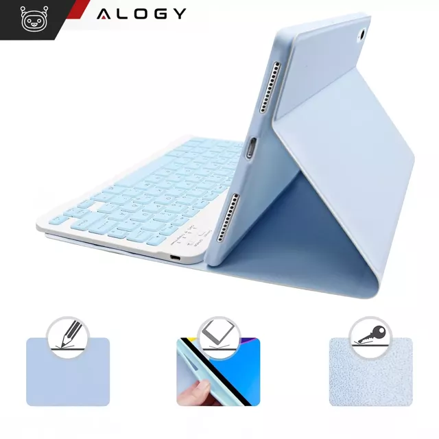 Etui ochronne z klawiaturą Alogy Keyboard case z miejscem na rysik klawiatura bezprzewodowa do Apple iPad (10 Gen.) 2022 10.9" niebieskie