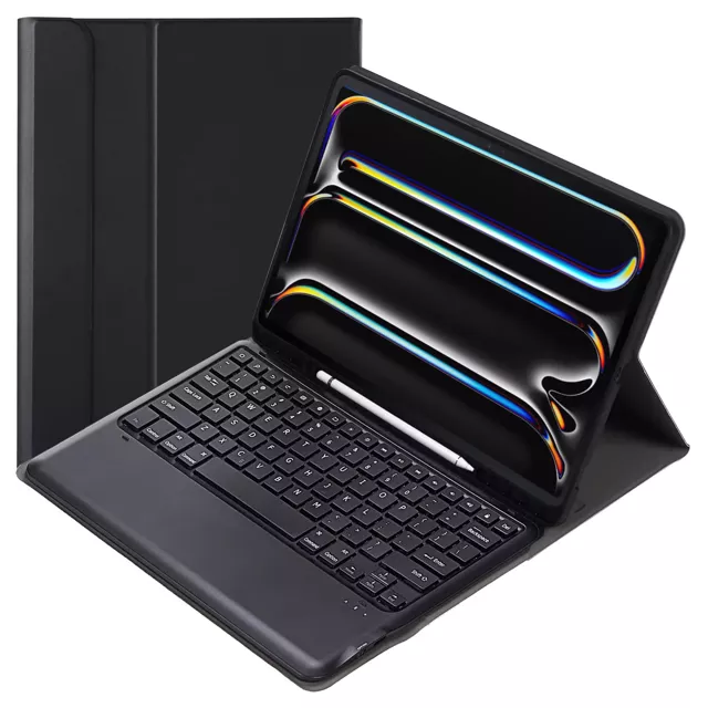 Etui ochronne z klawiaturą do Apple iPad Pro 13" M4 2024 7gen Alogy case z miejscem na rysik klawiatura Bluetooth czarne + szkło 