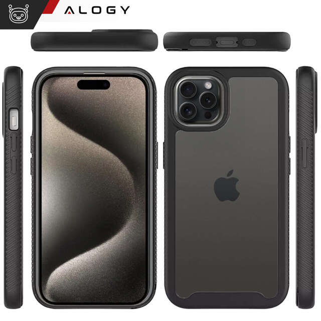 Etui pancerne czarne do Apple iPhone 15 Pro Alogy Defense360 Pro + folia hydrożelowa