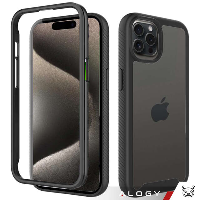 Etui pancerne czarne do Apple iPhone 15 Pro Alogy Defense360 Pro + folia hydrożelowa