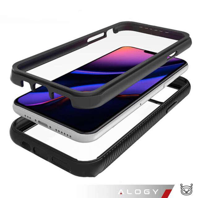 Etui pancerne czarne do Apple iPhone 15 Pro Max Alogy Defense360 Pro  + folia hydrożelowa