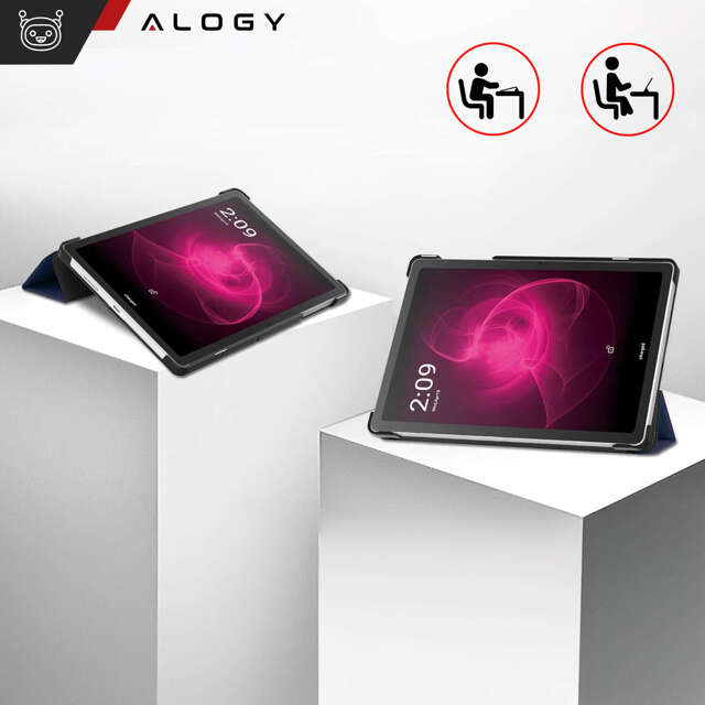 Etui + szkło do T-Mobile T Tablet 5G 10.36" obudowa na tablet Alogy Book Cover Case Czarne + Rysik Gratis