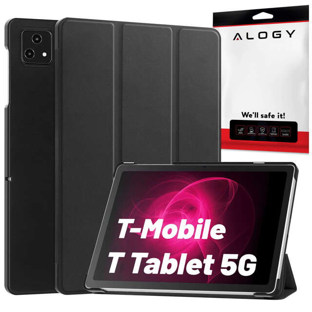 Etui + szkło do T-Mobile T Tablet 5G 10.36" obudowa na tablet Alogy Book Cover Case Czarne + Rysik Gratis