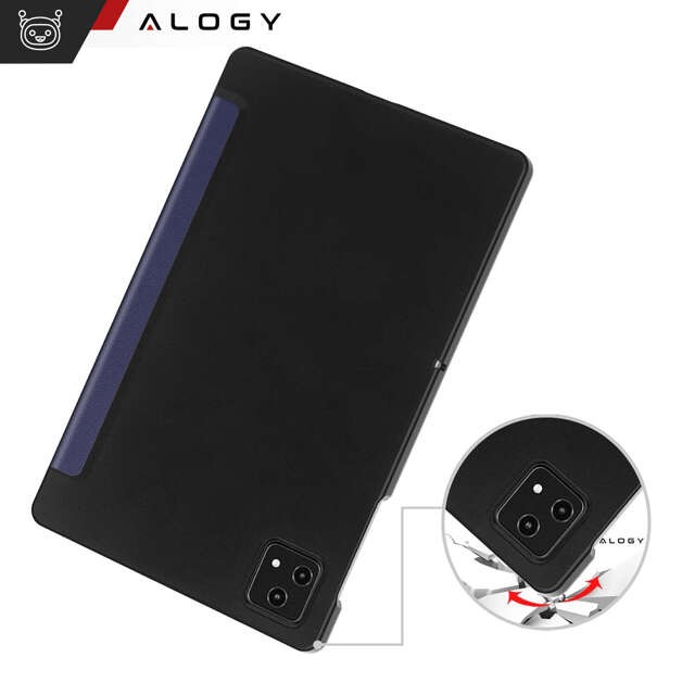 Etui + szkło do T-Mobile T Tablet 5G 10.36" obudowa na tablet Alogy Book Cover Case Granatowe + Rysik Gratis