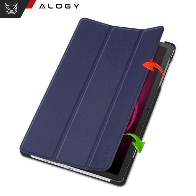 Etui + szkło do T-Mobile T Tablet 5G 10.36" obudowa na tablet Alogy Book Cover Case Granatowe + Rysik Gratis