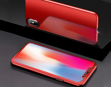 Etui voero 360 Apple iPhone X Xs błyszczące czerwone + Szkło