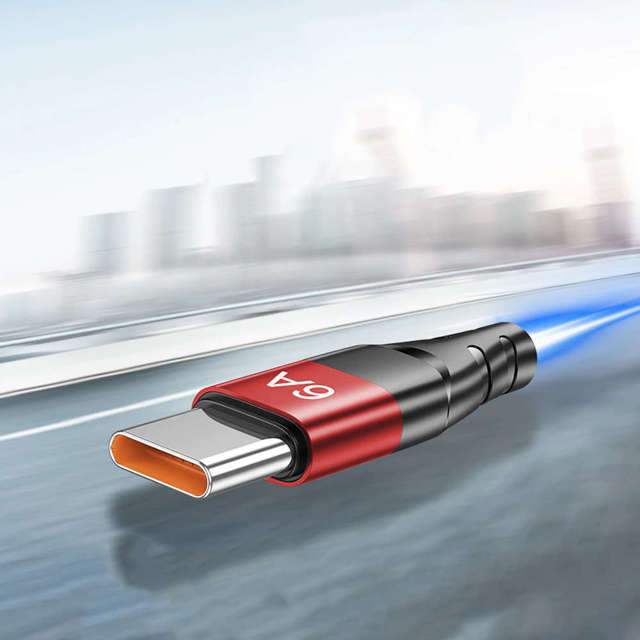 Kabel 1m Alogy przewód USB-A do USB-C Type C 6A Czerwony