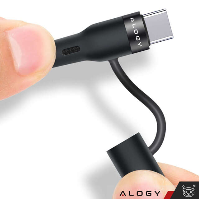 Kabel 2w1 Alogy USB-C typ C do Lightning PowerDelivery do Apple iPhone PD 60W 100cm 1M przejściówka adapter Czarny