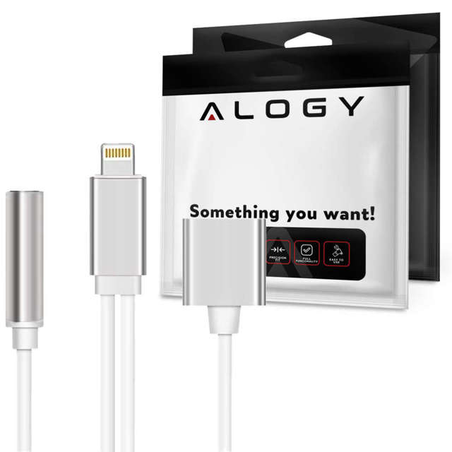 Kabel Alogy przejściówka lightning do iPhone audio mini jack srebrny