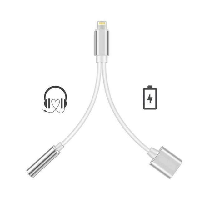 Kabel Alogy przejściówka lightning do iPhone audio mini jack srebrny