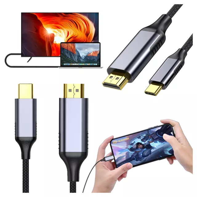 Kabel USB-C do HDMI Alogy przejściówka HUB adapter 4K 60HZ 200cm 2m Czarny