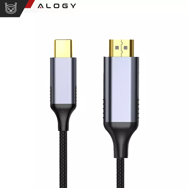 Kabel USB-C do HDMI Alogy przejściówka HUB adapter 4K 60HZ 200cm 2m Czarny