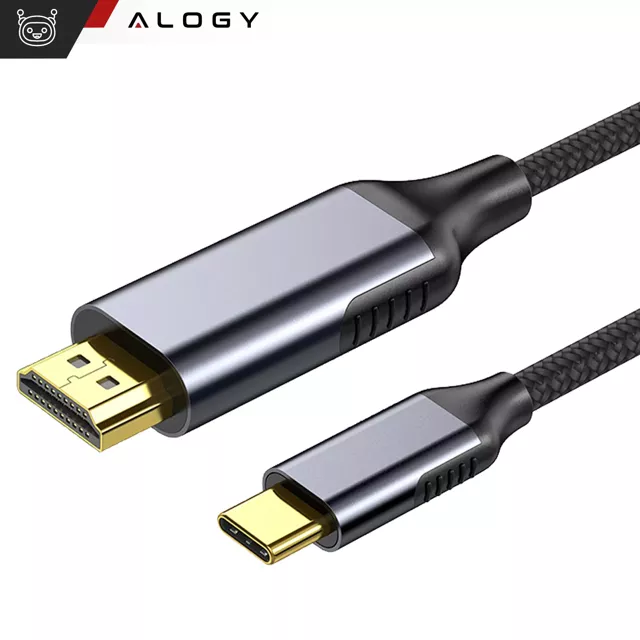 Kabel USB-C do HDMI Alogy przejściówka HUB adapter 4K 60HZ 200cm 2m Czarny