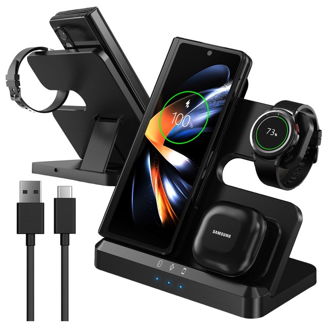 Ładowarka Bezprzewodowa Indukcyjna 3w1 Qi 3.0 Szybka do Samsung Galaxy 22 23 24 Ultra Watch Buds 