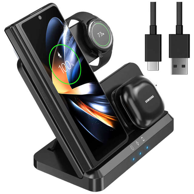 Ładowarka Bezprzewodowa Indukcyjna 3w1 Qi 3.0 Szybka do Samsung Galaxy 22 23 24 Ultra Watch Buds 