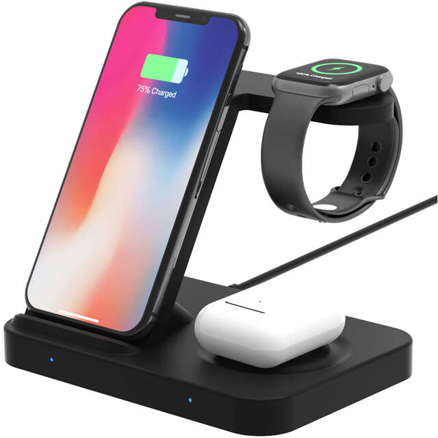 Ładowarka bezprzewodowa indukcyjna QI 15W 3w1 składana Stacja dokująca Alogy Charger do Apple iPhone / Watch / AirPods