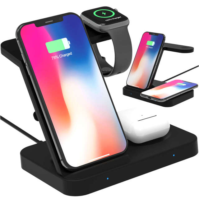 Ładowarka bezprzewodowa indukcyjna QI 15W 3w1 składana Stacja dokująca Alogy Charger do Apple iPhone / Watch / AirPods