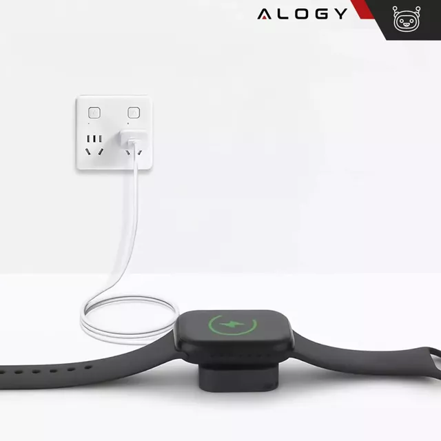 Ładowarka indukcyjna do Apple Watch Alogy Charger z portem USB-C mini ładowarka przenośna Czarna