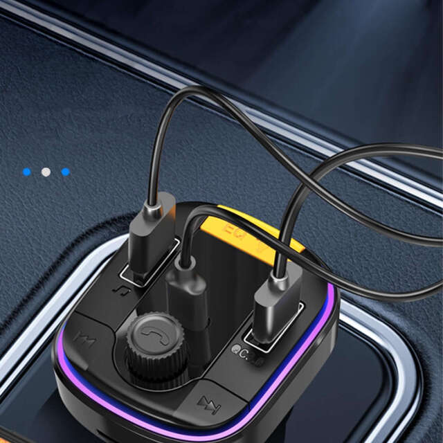 Ładowarka samochodowa transmiter LED RGB  Alogy Car Charge USB QC 3.0 + USB-C PD 20W srebrny